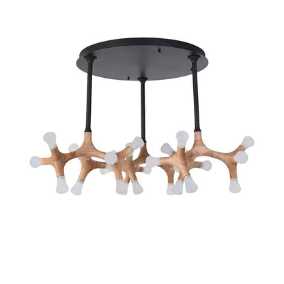 Wood Flower Chandelier with Adjustable Height