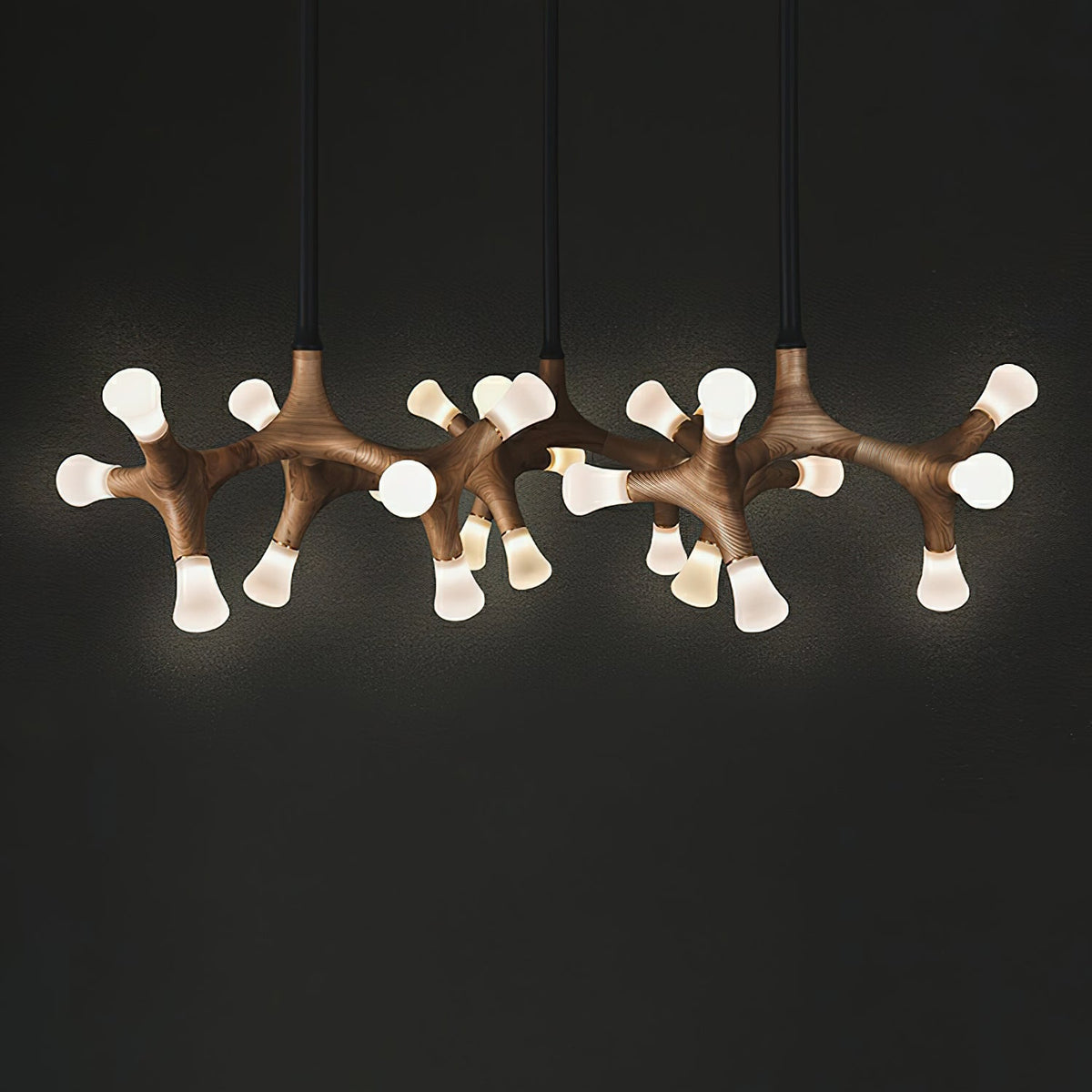 Wood Flower Chandelier with Adjustable Height