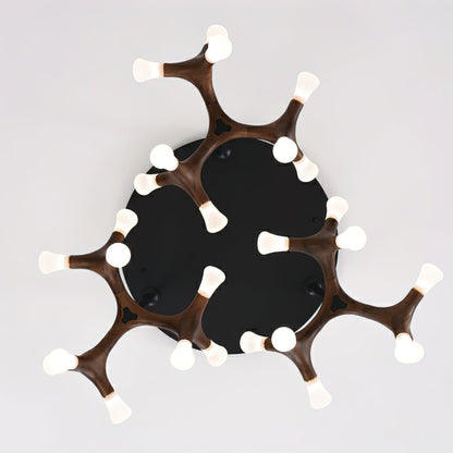 Wood Flower Chandelier with Adjustable Height