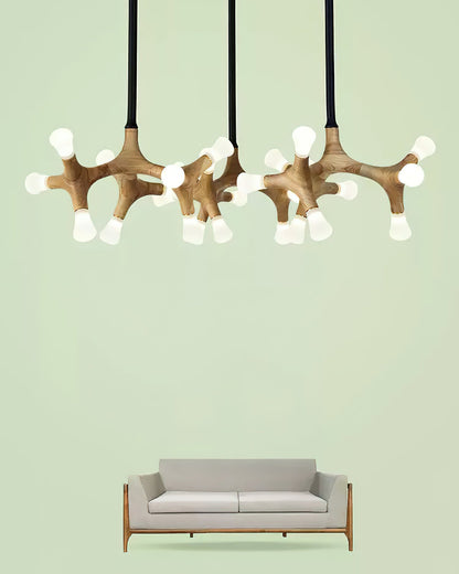 Wood Flower Chandelier with Adjustable Height