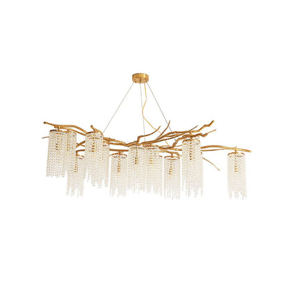 Art Glass Crystal Chandelier with Adjustable Lighting — front view