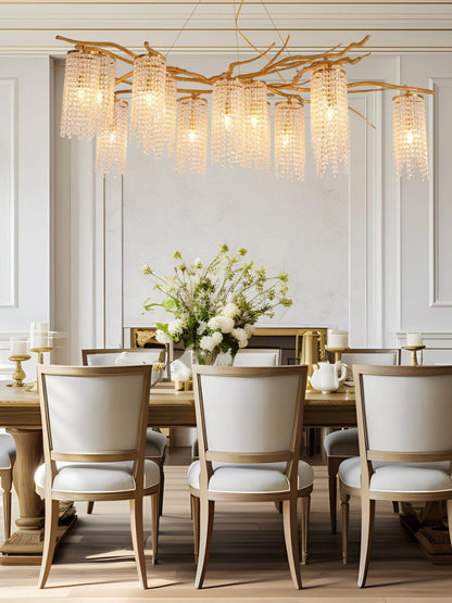 Art Glass Crystal Chandelier with Adjustable Lighting — lifestyle view