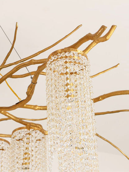 Art Glass Crystal Chandelier with Adjustable Lighting