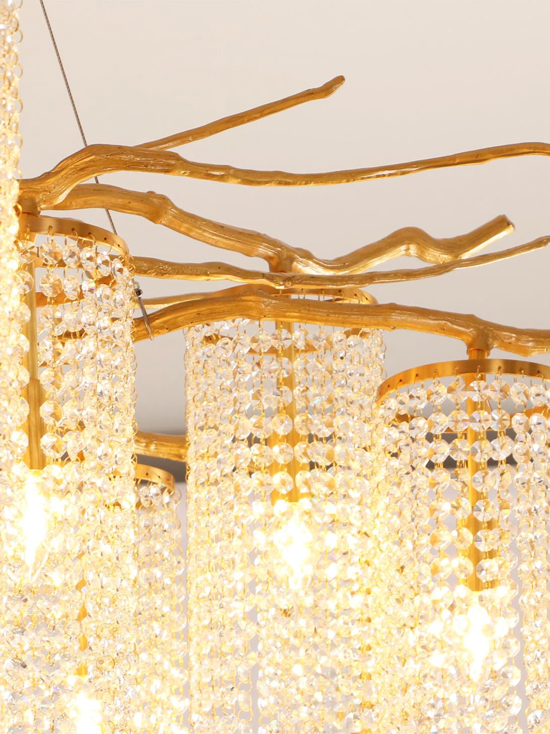 Art Glass Crystal Chandelier with Adjustable Lighting