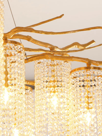 Art Glass Crystal Chandelier with Adjustable Lighting