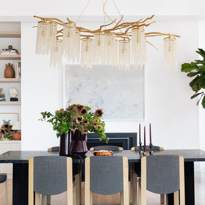 Art Glass Crystal Chandelier with Adjustable Lighting