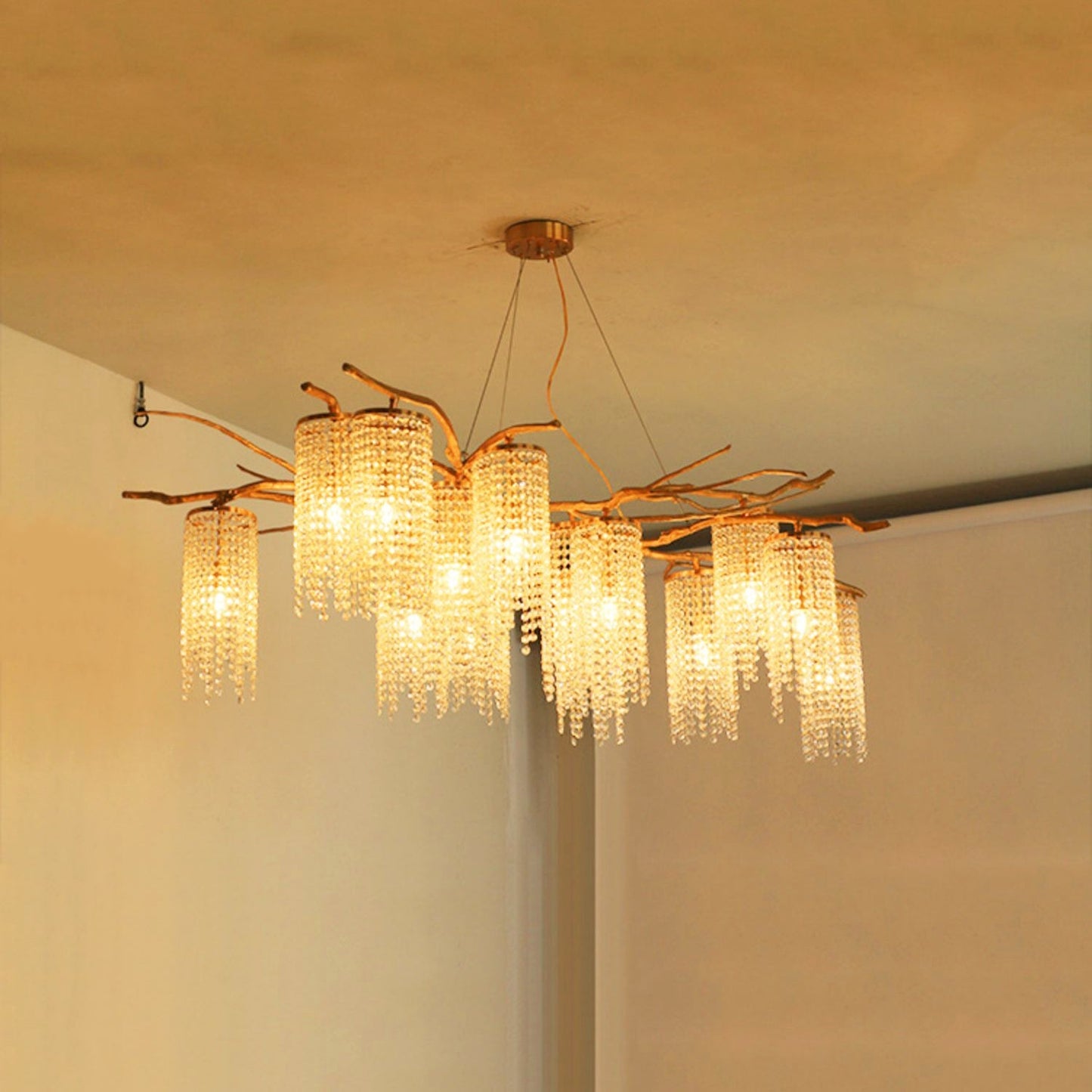 Art Glass Crystal Chandelier with Adjustable Lighting