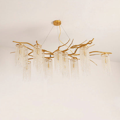 Art Glass Crystal Chandelier with Adjustable Lighting