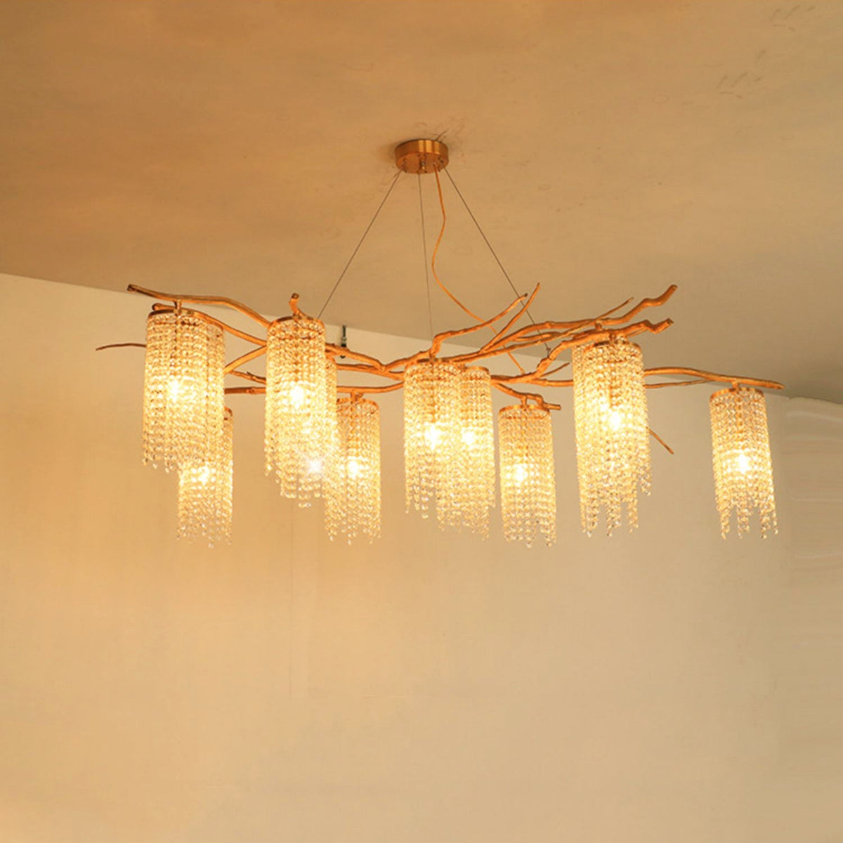 Art Glass Crystal Chandelier with Adjustable Lighting