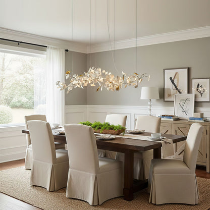 Porcelain Ginkgo Chandelier - Handcrafted, Energy Efficient Lighting