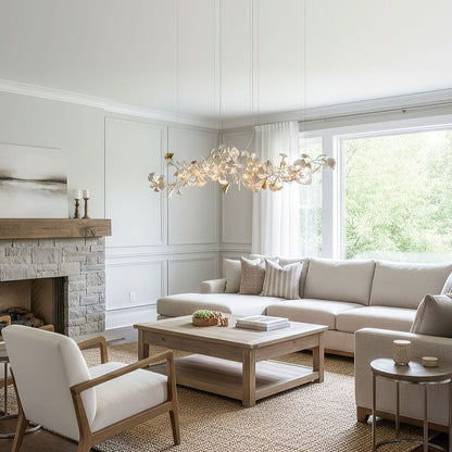 Porcelain Ginkgo Chandelier - Handcrafted, Energy Efficient Lighting