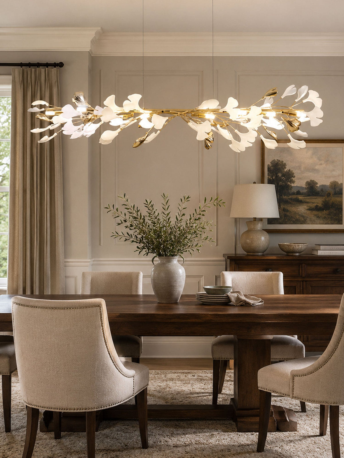Leaf Garland Chandelier with Adjustable Brightness