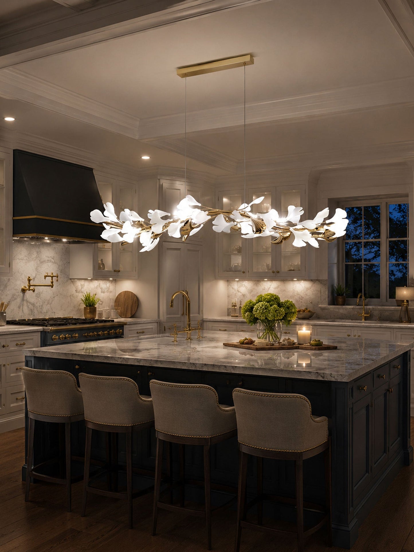 Leaf Garland Chandelier with Adjustable Brightness