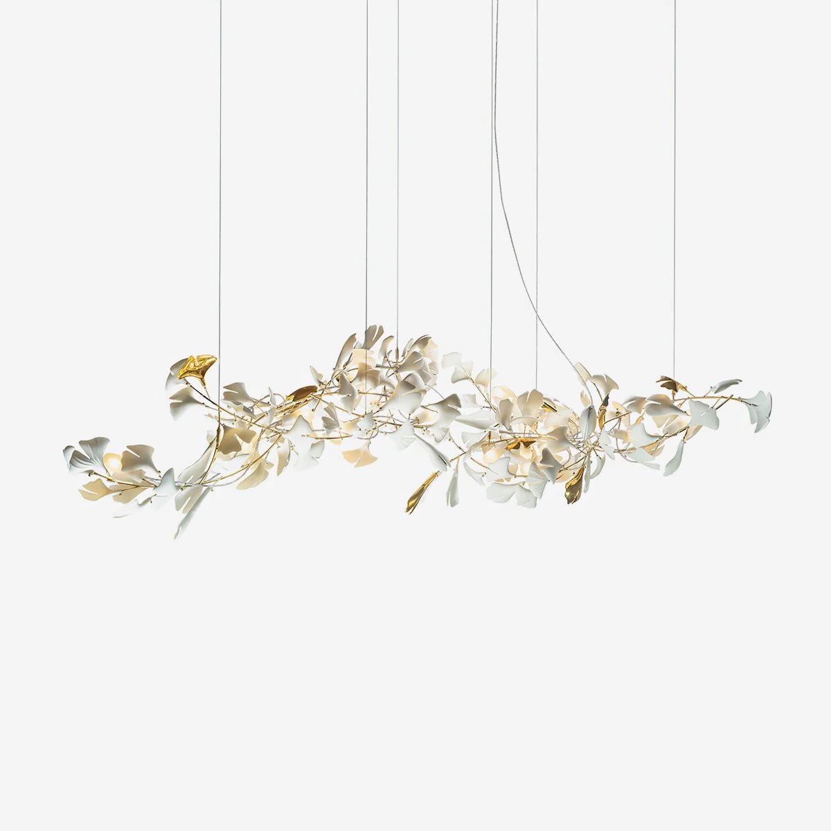 Porcelain Ginkgo Chandelier - Handcrafted, Energy Efficient Lighting — front view