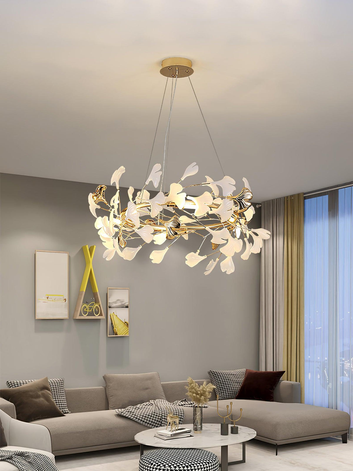 Leaf Garland Chandelier with Adjustable Brightness