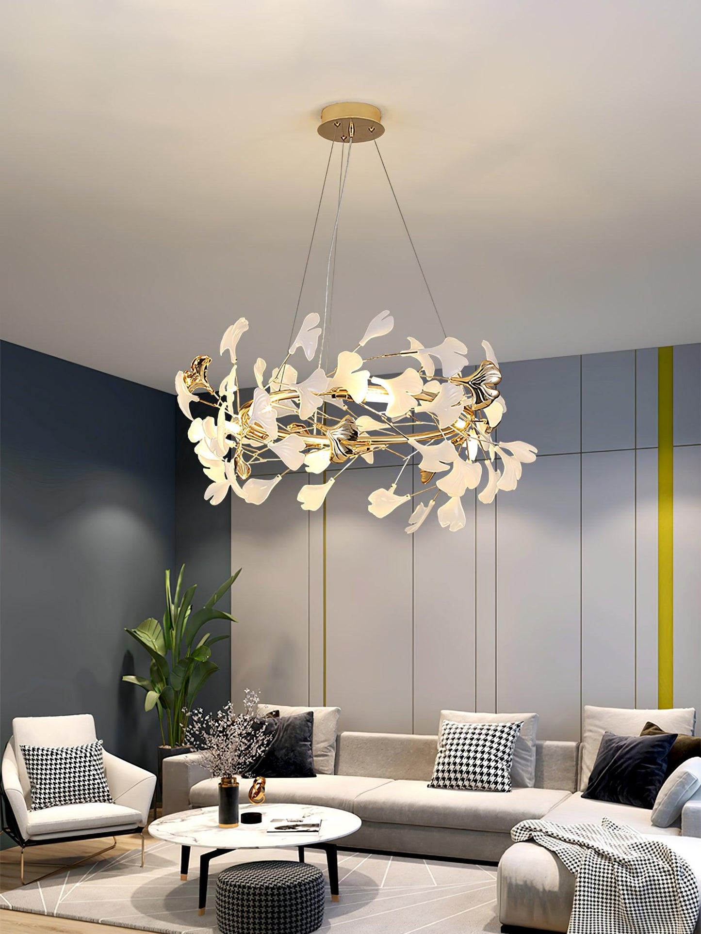 Leaf Garland Chandelier with Adjustable Brightness