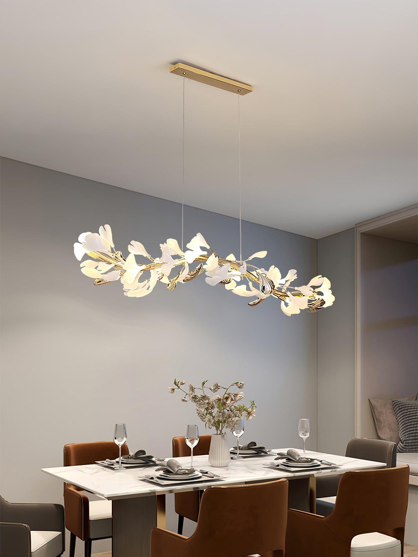 Leaf Garland Chandelier with Adjustable Brightness