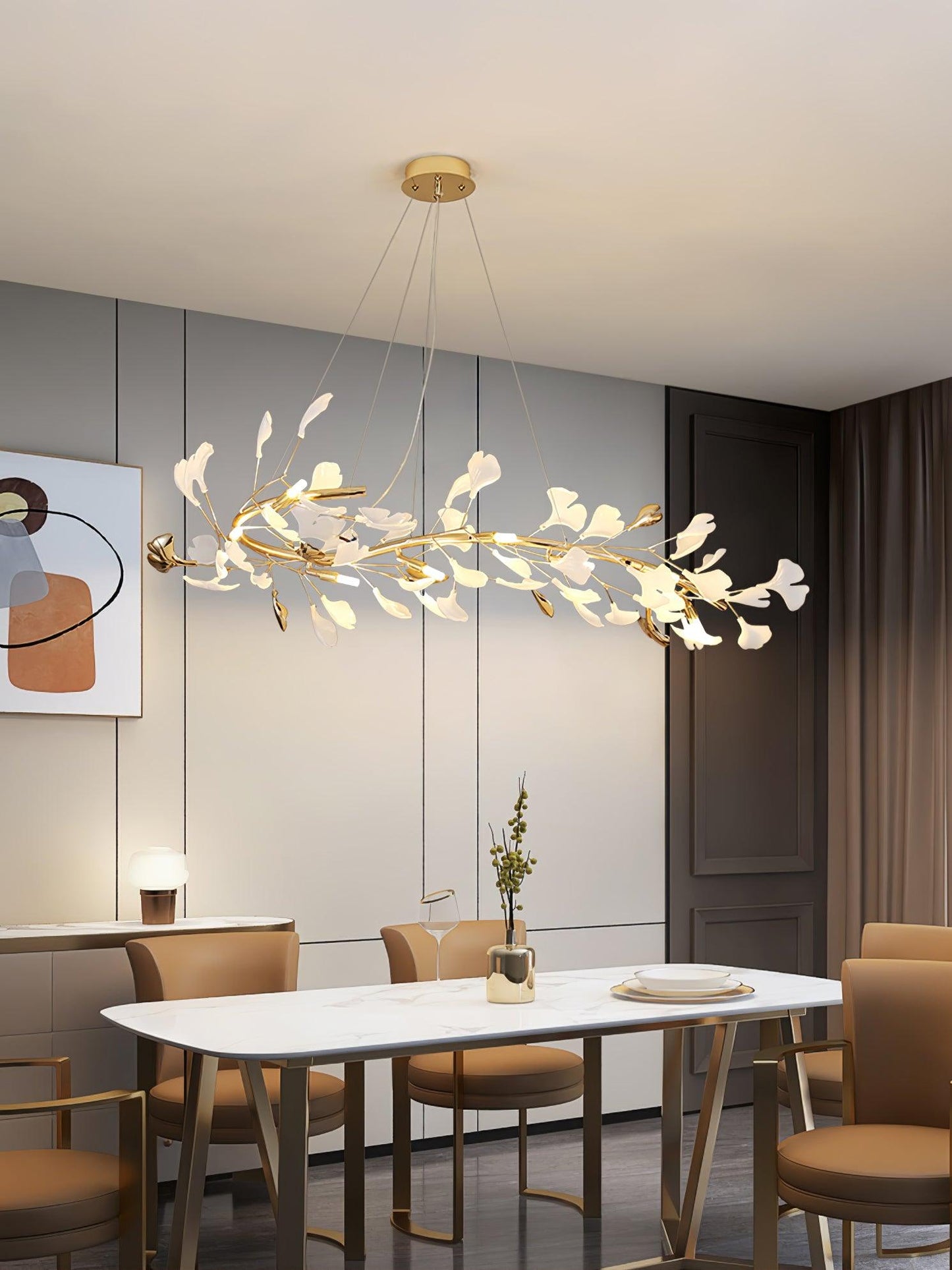 Leaf Garland Chandelier with Adjustable Brightness