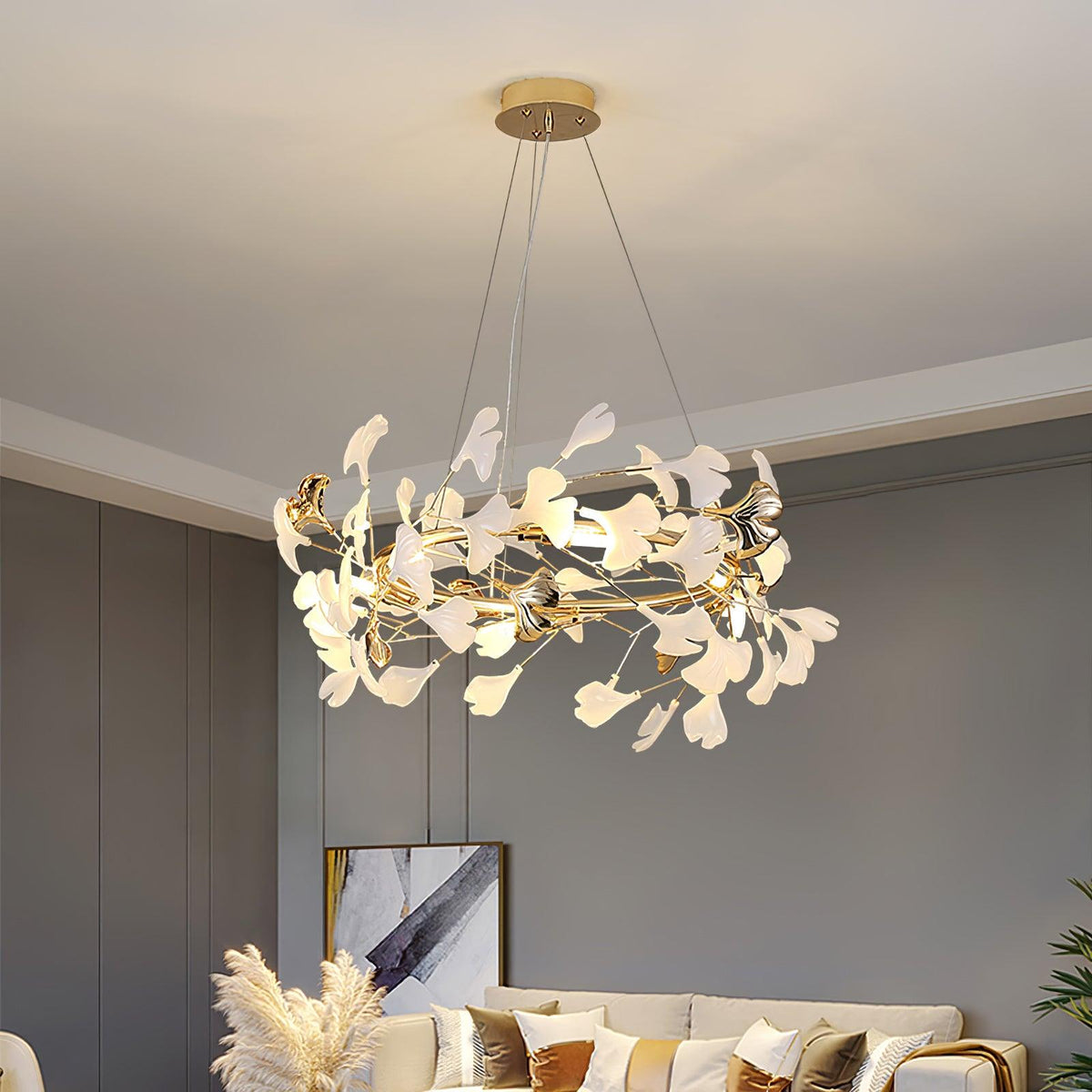 Leaf Garland Chandelier with Adjustable Brightness