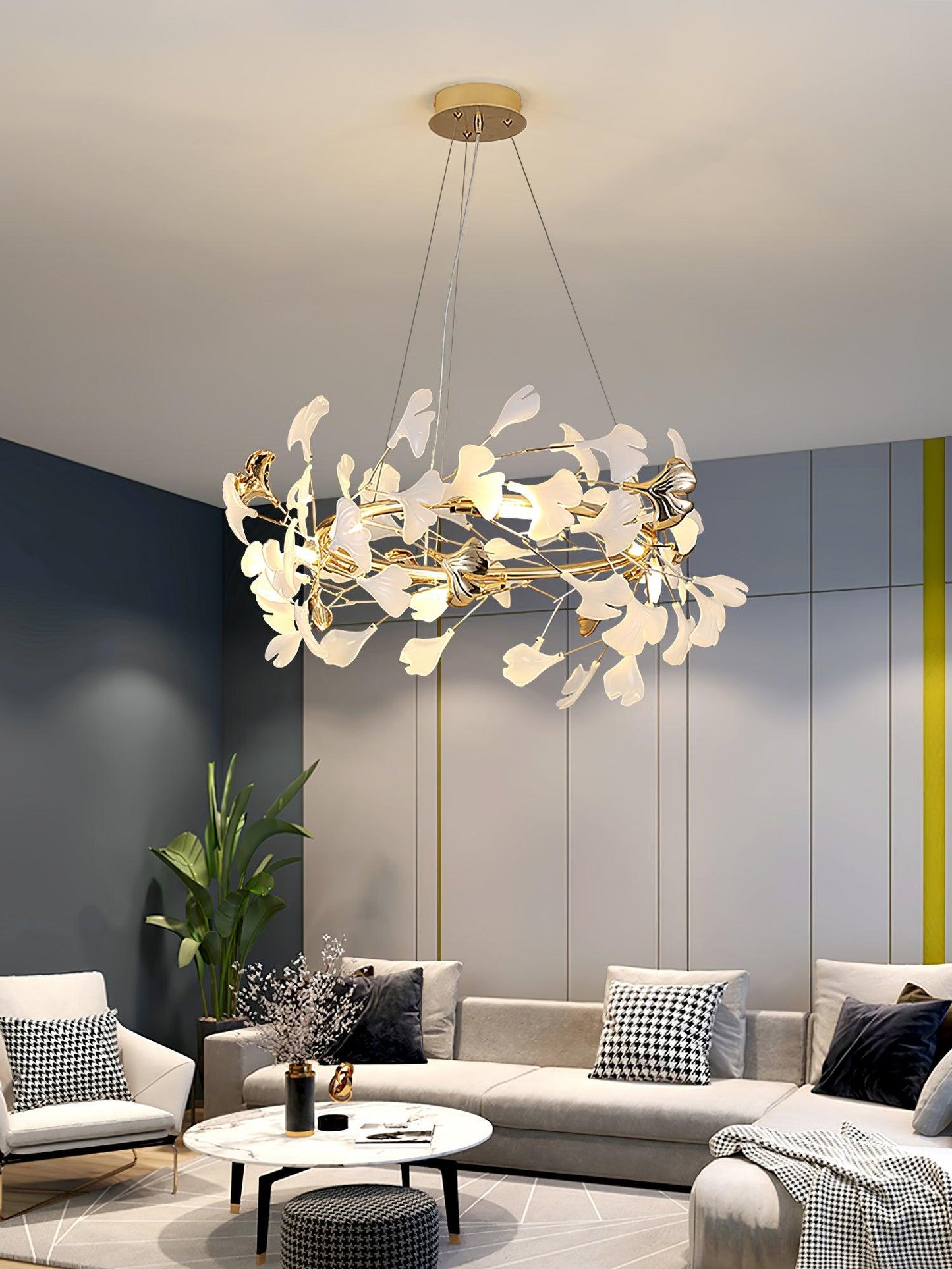 Leaf Garland Chandelier with Adjustable Brightness