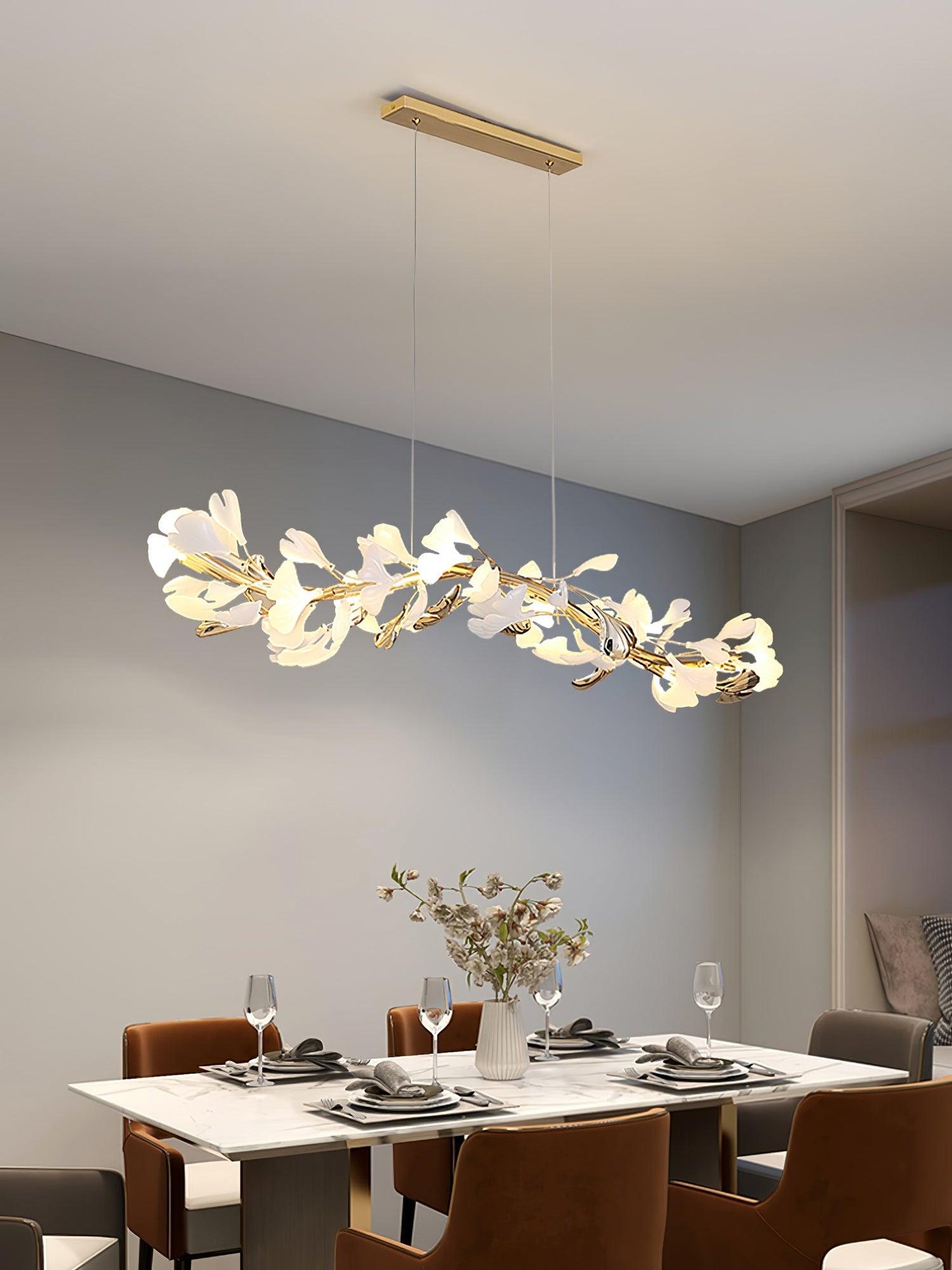 Leaf Garland Chandelier with Adjustable Brightness