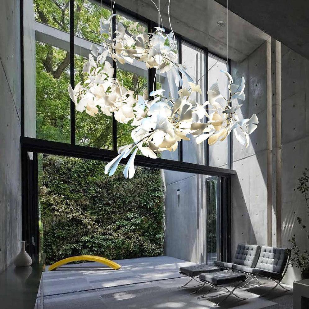 Porcelain Ginkgo Chandelier - Handcrafted, Energy Efficient Lighting