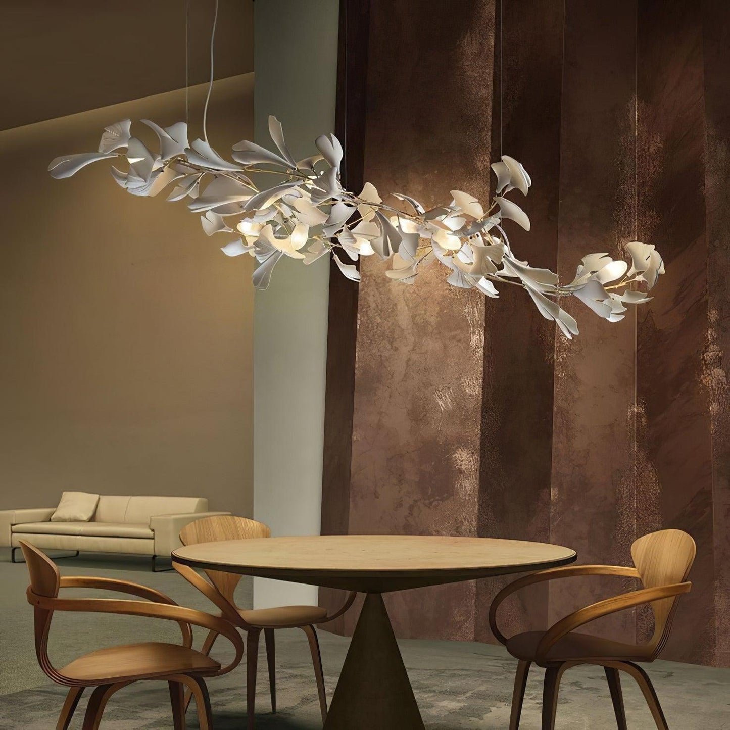 Porcelain Ginkgo Chandelier - Handcrafted, Energy Efficient Lighting