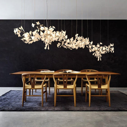 Porcelain Ginkgo Chandelier - Handcrafted, Energy Efficient Lighting