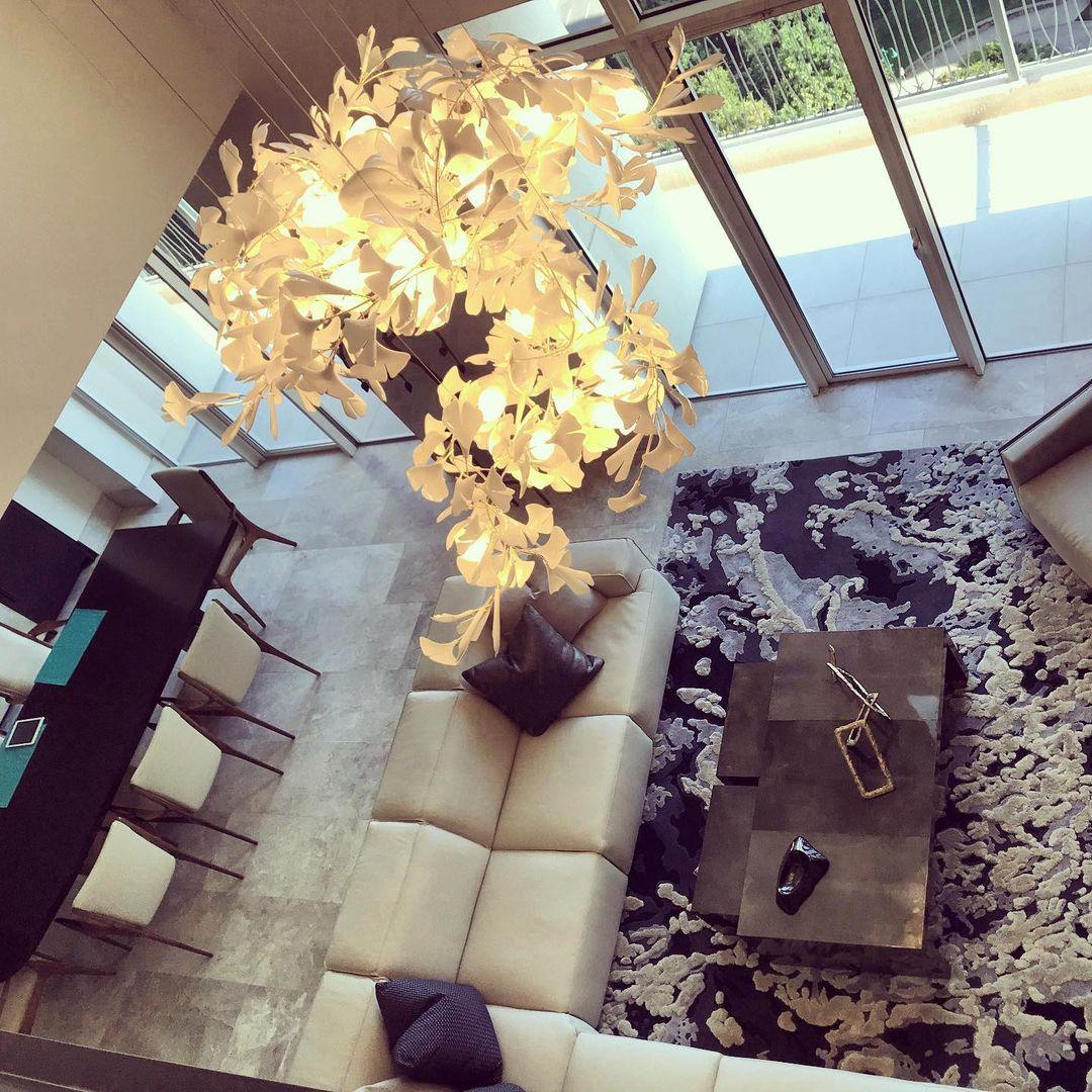 Porcelain Ginkgo Chandelier - Handcrafted, Energy Efficient Lighting