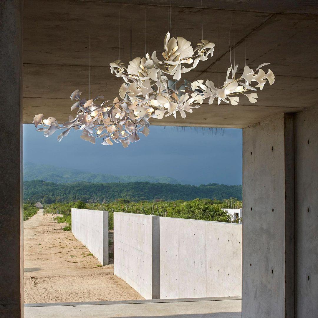 Porcelain Ginkgo Chandelier - Handcrafted, Energy Efficient Lighting
