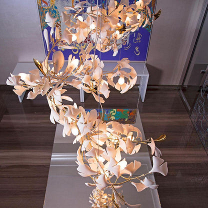 Porcelain Ginkgo Chandelier - Handcrafted, Energy Efficient Lighting