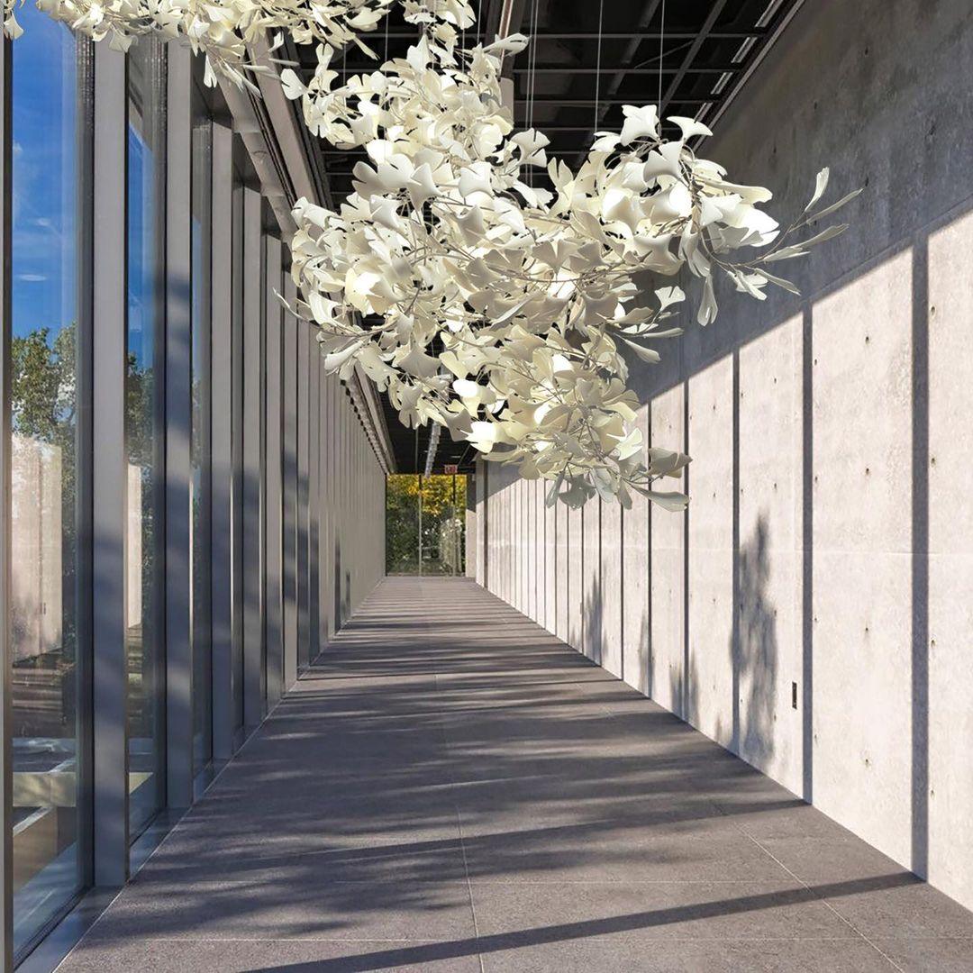 Porcelain Ginkgo Chandelier - Handcrafted, Energy Efficient Lighting