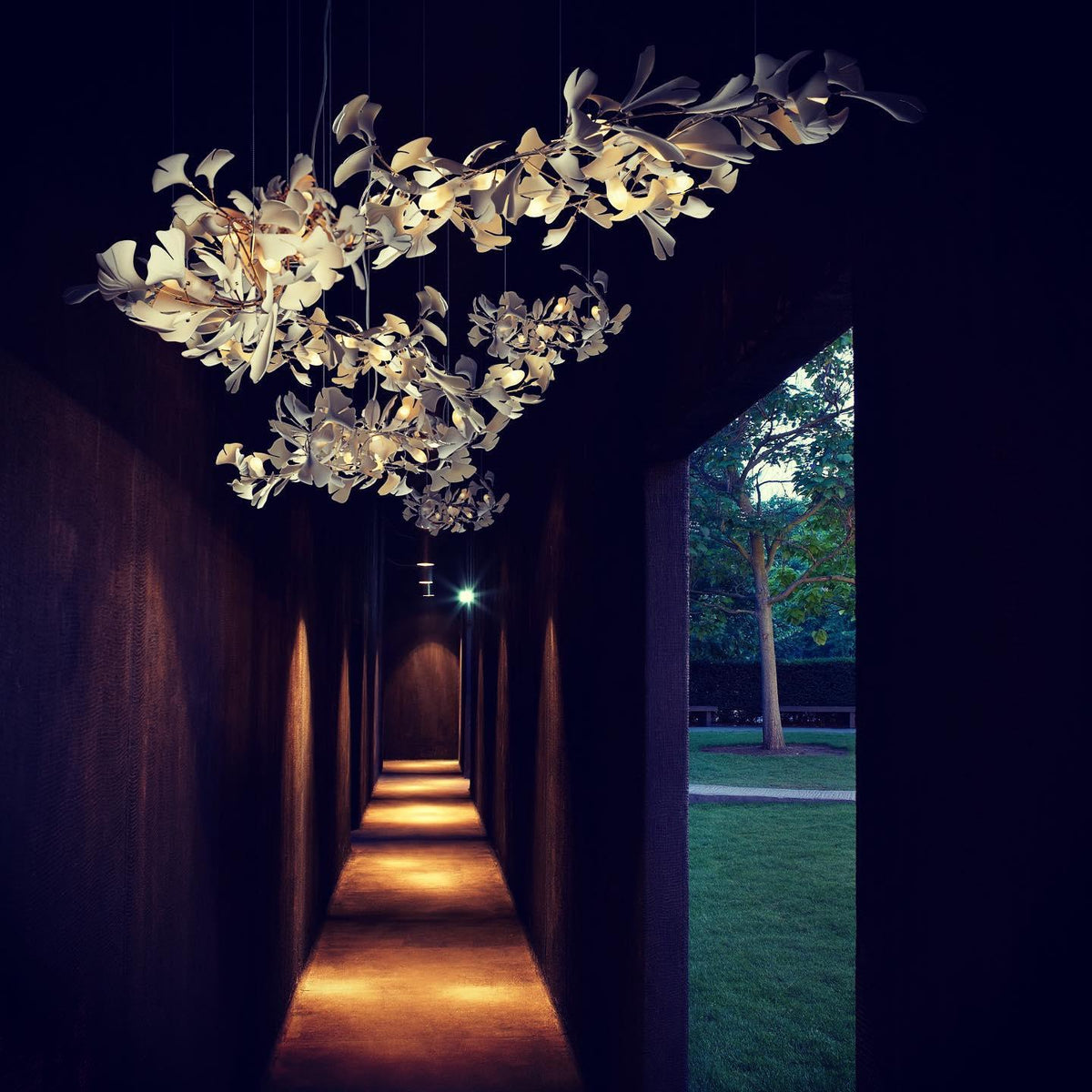 Porcelain Ginkgo Chandelier - Handcrafted, Energy Efficient Lighting