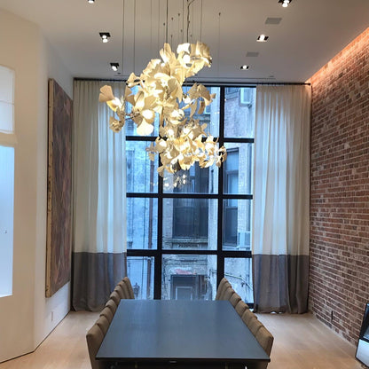 Porcelain Ginkgo Chandelier - Handcrafted, Energy Efficient Lighting