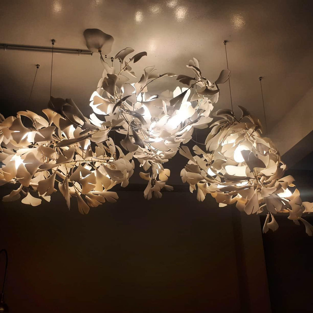 Porcelain Ginkgo Chandelier - Handcrafted, Energy Efficient Lighting