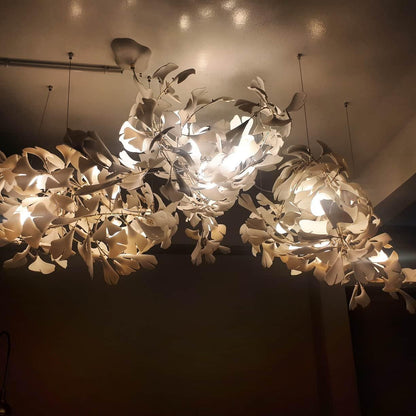 Porcelain Ginkgo Chandelier - Handcrafted, Energy Efficient Lighting