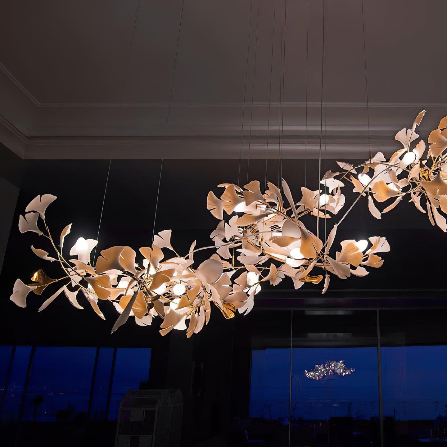 Porcelain Ginkgo Chandelier - Handcrafted, Energy Efficient Lighting