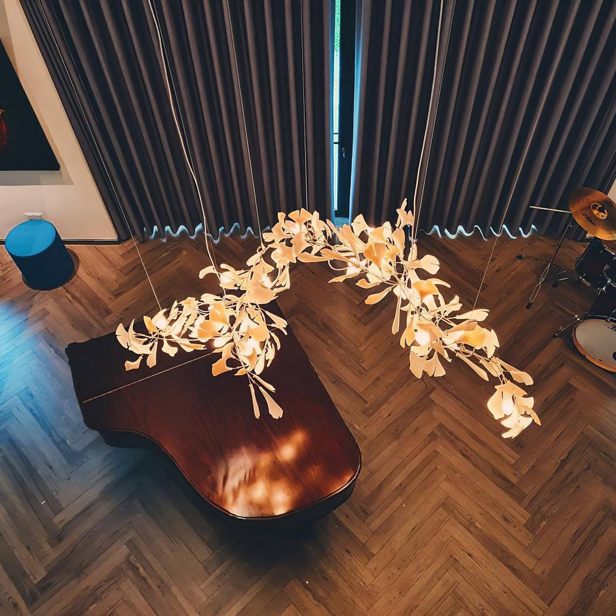 Porcelain Ginkgo Chandelier - Handcrafted, Energy Efficient Lighting