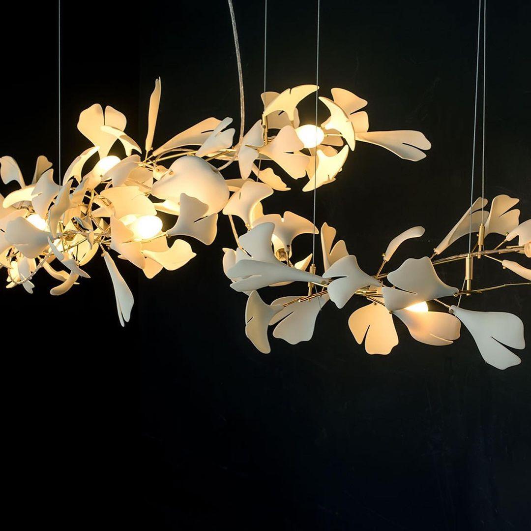 Porcelain Ginkgo Chandelier - Handcrafted, Energy Efficient Lighting