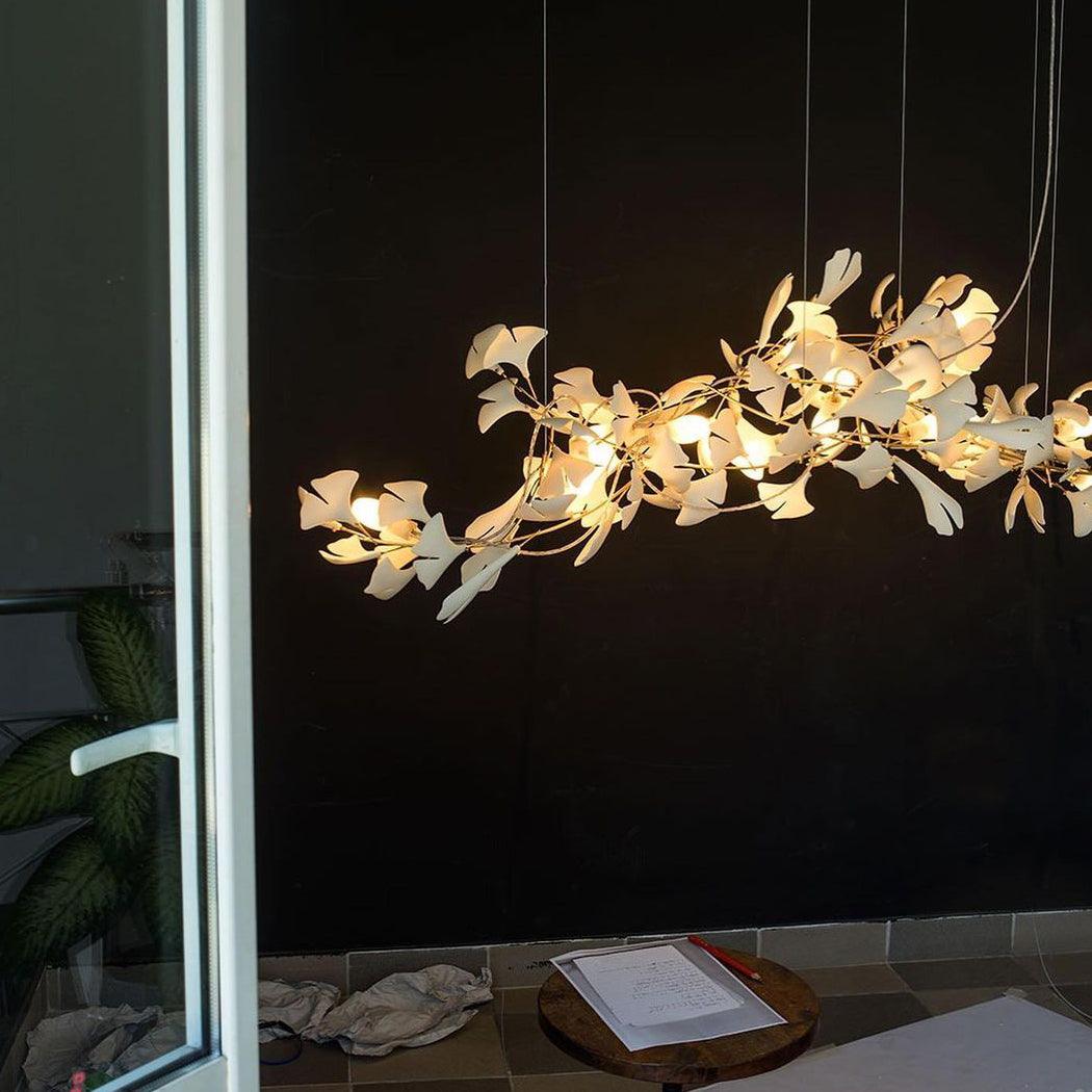 Porcelain Ginkgo Chandelier - Handcrafted, Energy Efficient Lighting