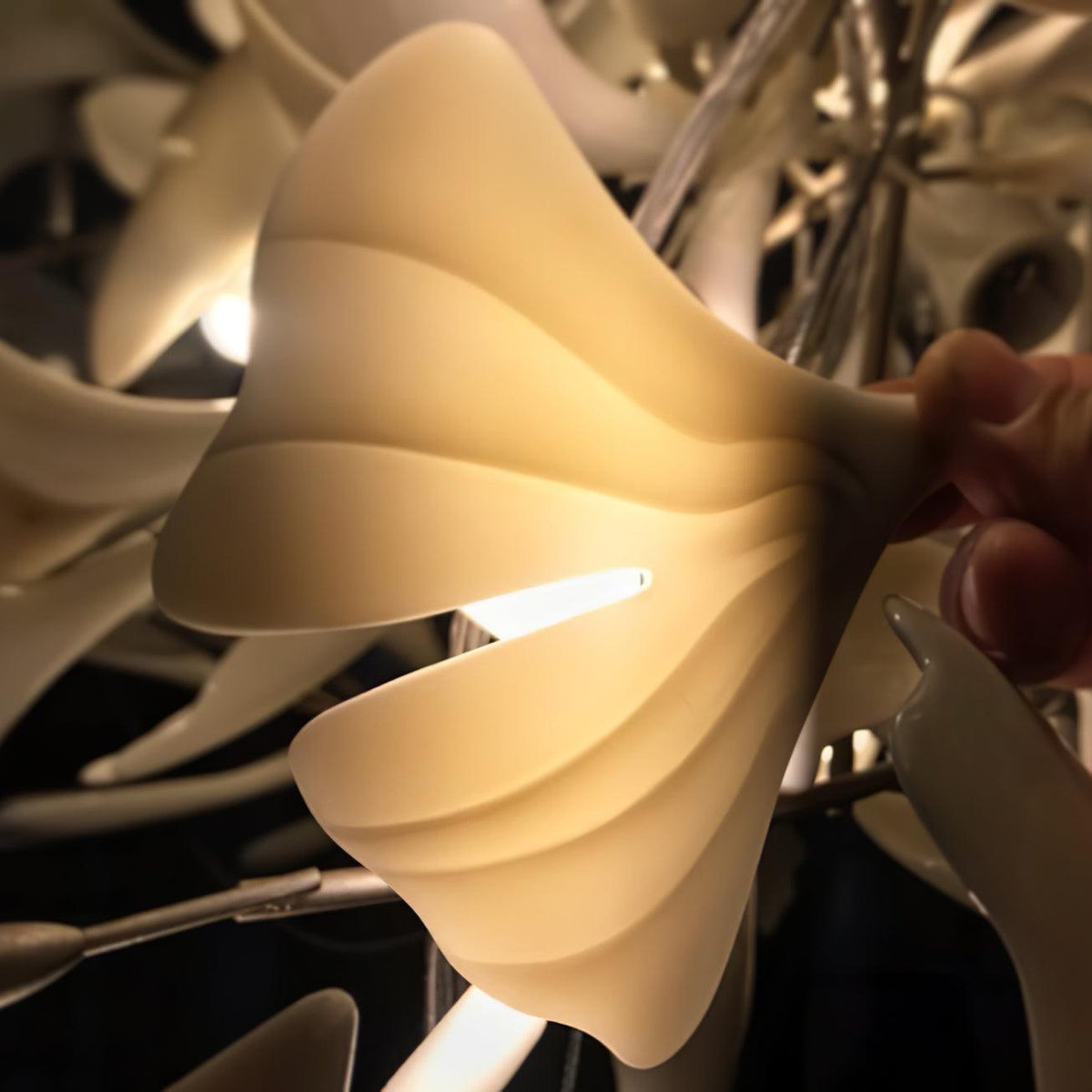 Porcelain Ginkgo Chandelier - Handcrafted, Energy Efficient Lighting