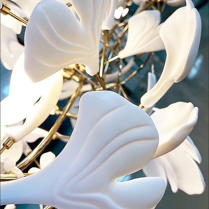 Porcelain Ginkgo Chandelier - Handcrafted, Energy Efficient Lighting