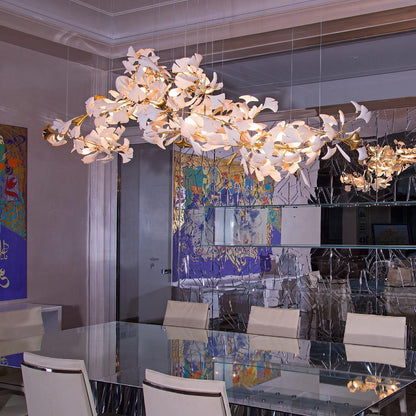 Porcelain Ginkgo Chandelier - Handcrafted, Energy Efficient Lighting