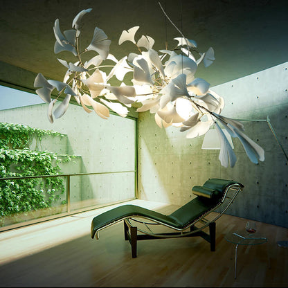 Porcelain Ginkgo Chandelier - Handcrafted, Energy Efficient Lighting