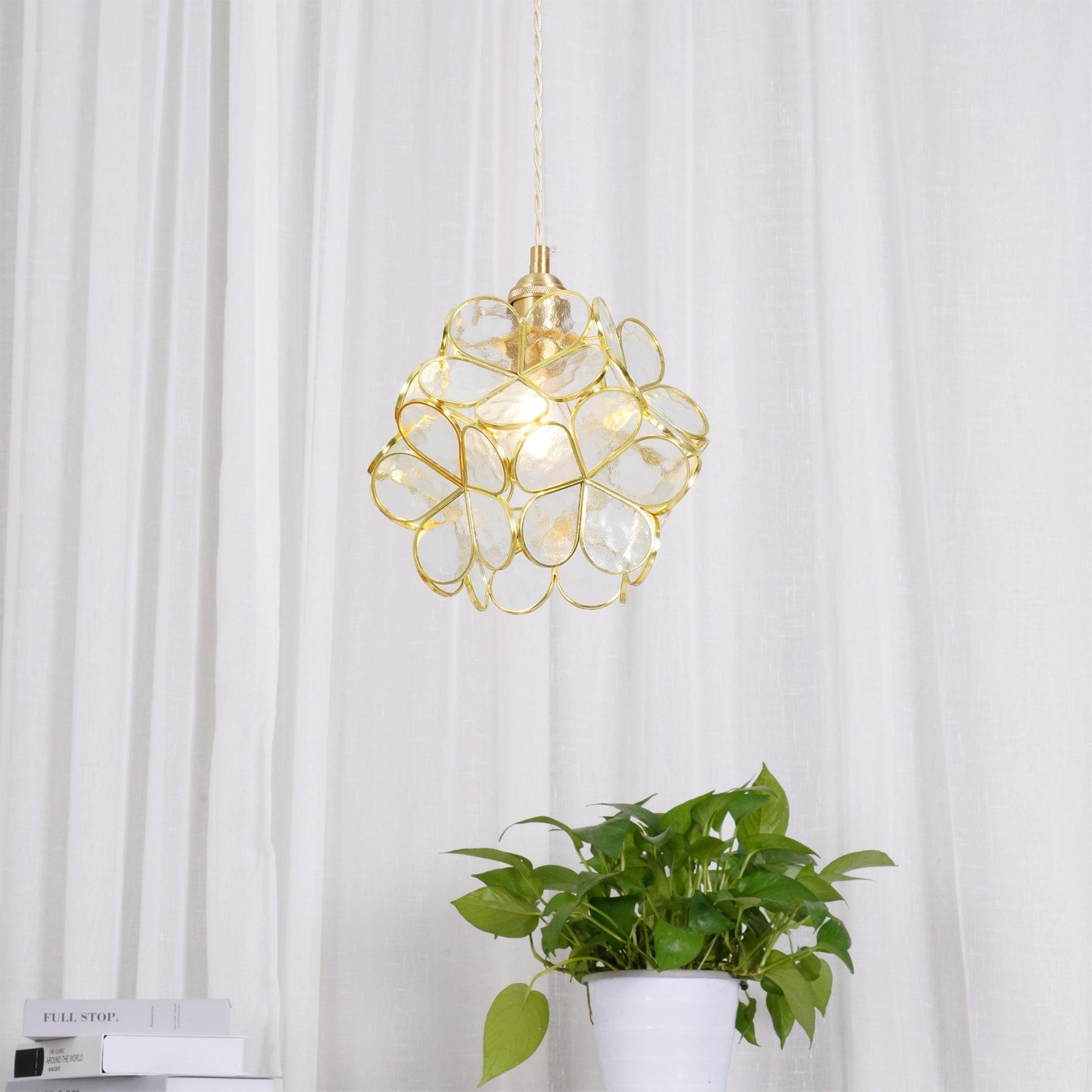 Glass Petal Pendant Light, Soft Ambient Glow — front view