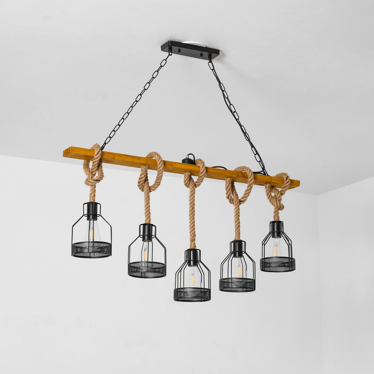 Hemp Rope Industrial Grenade Chandelier Position 36