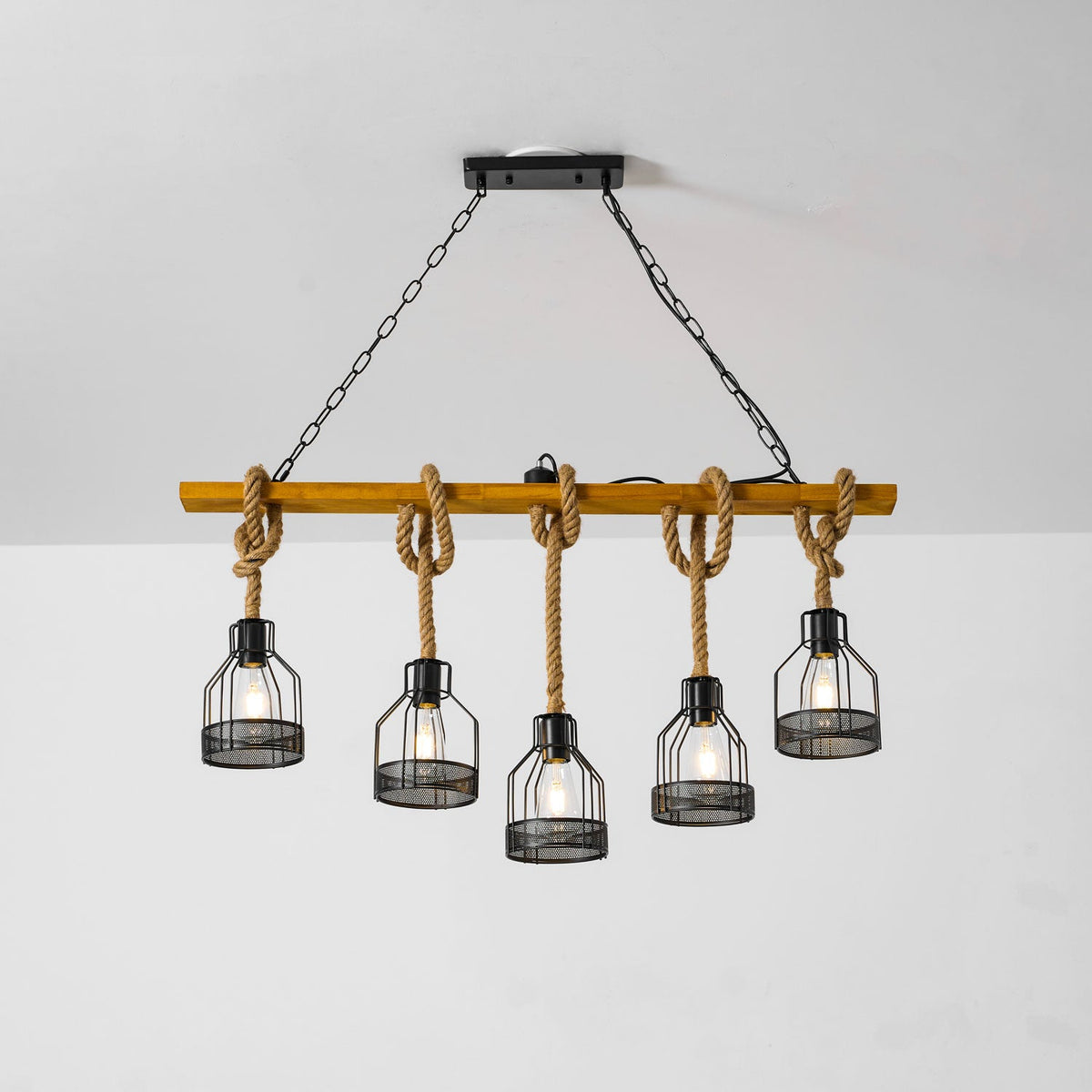 Hemp Rope Industrial Grenade Chandelier Position 23