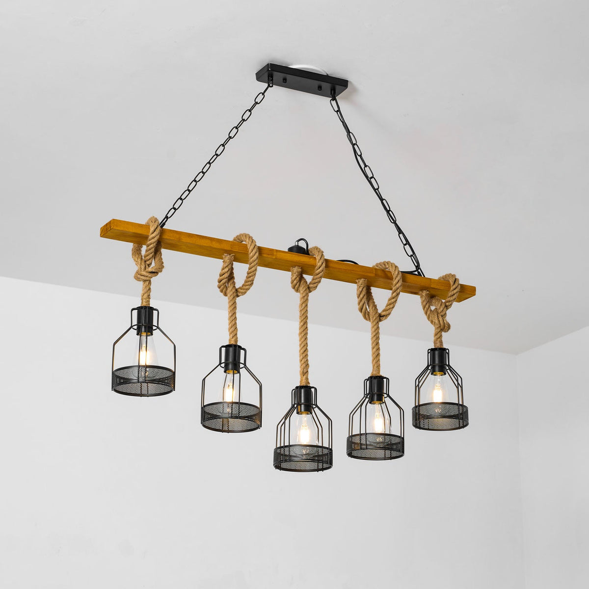 Hemp Rope Industrial Grenade Chandelier Position 24