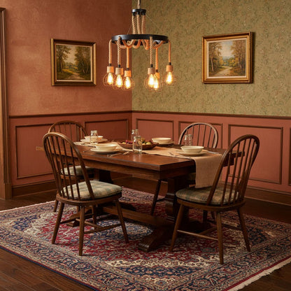 Industrial Hemp Rope Starfall Chandelier, Rustic Design — alternate angle