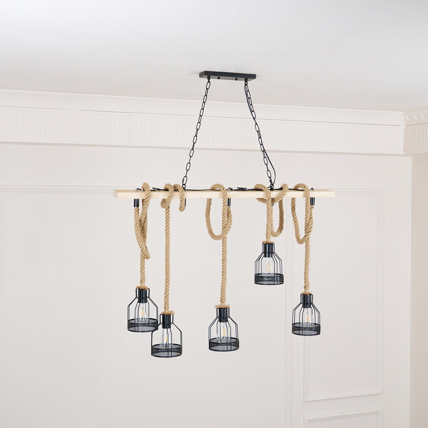 Hemp Rope Industrial Grenade Chandelier Position 14